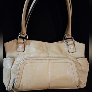 Tignanello Elegant Tan Pebble Leather Hobo/Shoulder Bag